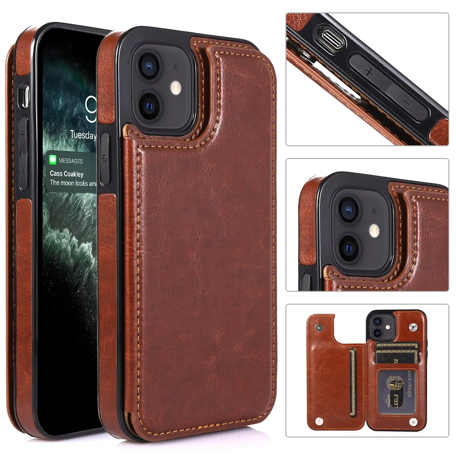 Funda Retro de cuero PU con tapa para iPhone, 13 Pro, Max, mini, 12, 11 X, 6, 6s, 7, 8 Plus, XS, múltiples tarjeteros