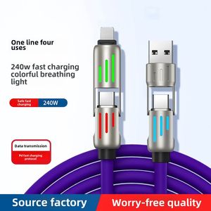 DB dört-in-one 240W süper hızlı şarj veri Apple için kablo 16 araç şarj renkli çinko alaşımlı silikon tel 180 derece fonksiyonu - Product Image 2