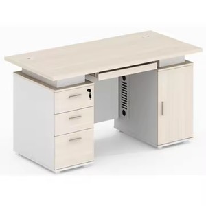 Office Table <strong>Computer</strong> Table Burl Wood Desk Solid Wood Luxury Office Desk with 3 Drawers and 1 Door <strong>Durable</strong> and Assembled - Product Image 1