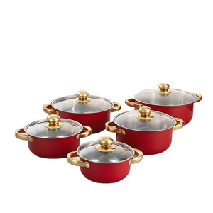 Yolecen Bộ 10 món đồ dùng nhà bếp bằng thép không gỉ bền vững cổ điển với nhiều nắp kính màu phù hợp với nhiều loại bếp khác nhau - Product Image 1