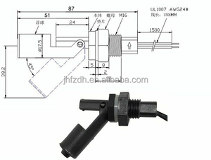 Sensor de nivel de agua montado lateralmente, interruptor de nivel de flotador de lengüeta de 10W, Sensor de nivel de líquido de plástico con conector - Product Image 3