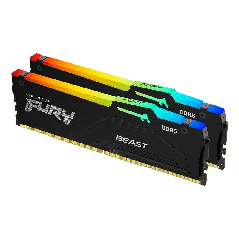 Conjunto DDR5 5600MHz para Kingston Fury Beast 32GB (16GB * 2) para Desktop Memória Módulo RGB Faixa de Luz Hacker Deus Faixa de RAM Preto