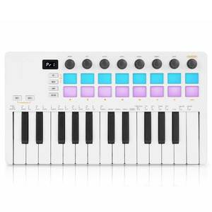 Bán buôn xách tay 25 Key USB midi bàn phím điều khiển với 16 Backlit Pads 8 knobs cho âm nhạc sản xuất mát trắng - Product Image 1