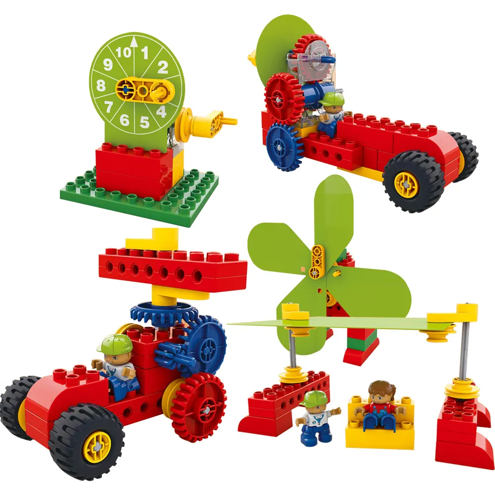 54 Uds juegos de bloques de construcción vástago de plástico 3D ruedas de juguete para niños Vehicale camión juego de bloques de construcción juguetes coches caja de Color Unisex 18 ABS