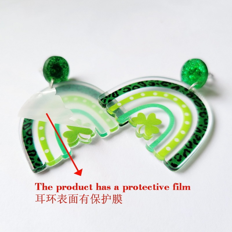 Green Rainbow stud earrings style