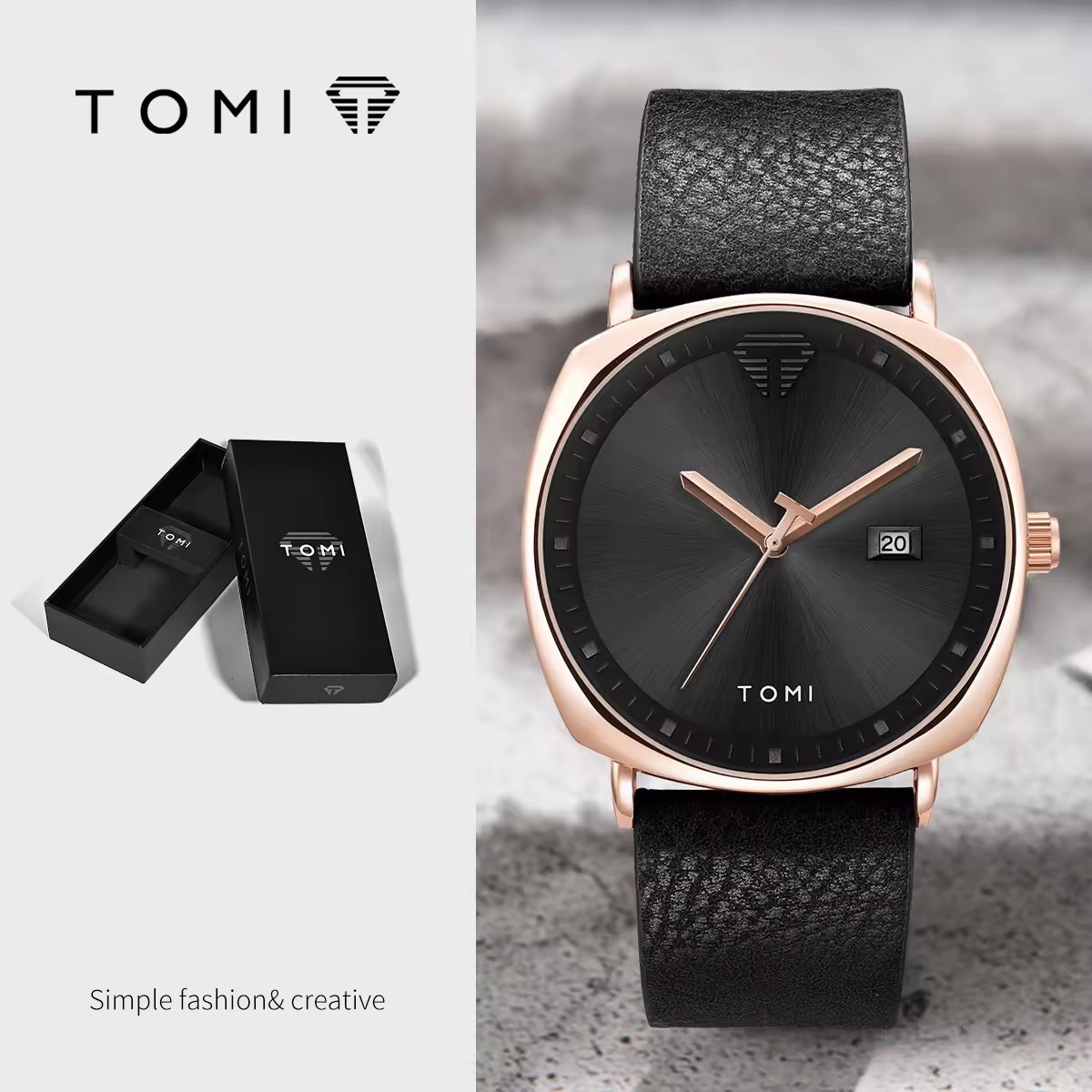 4 Rose Case Black Dial Black Band