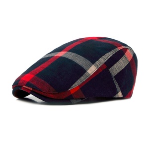 Özel tasarım erkekler keten ekose desenli kumaş bere newsboy ivy kap - Product Image 3