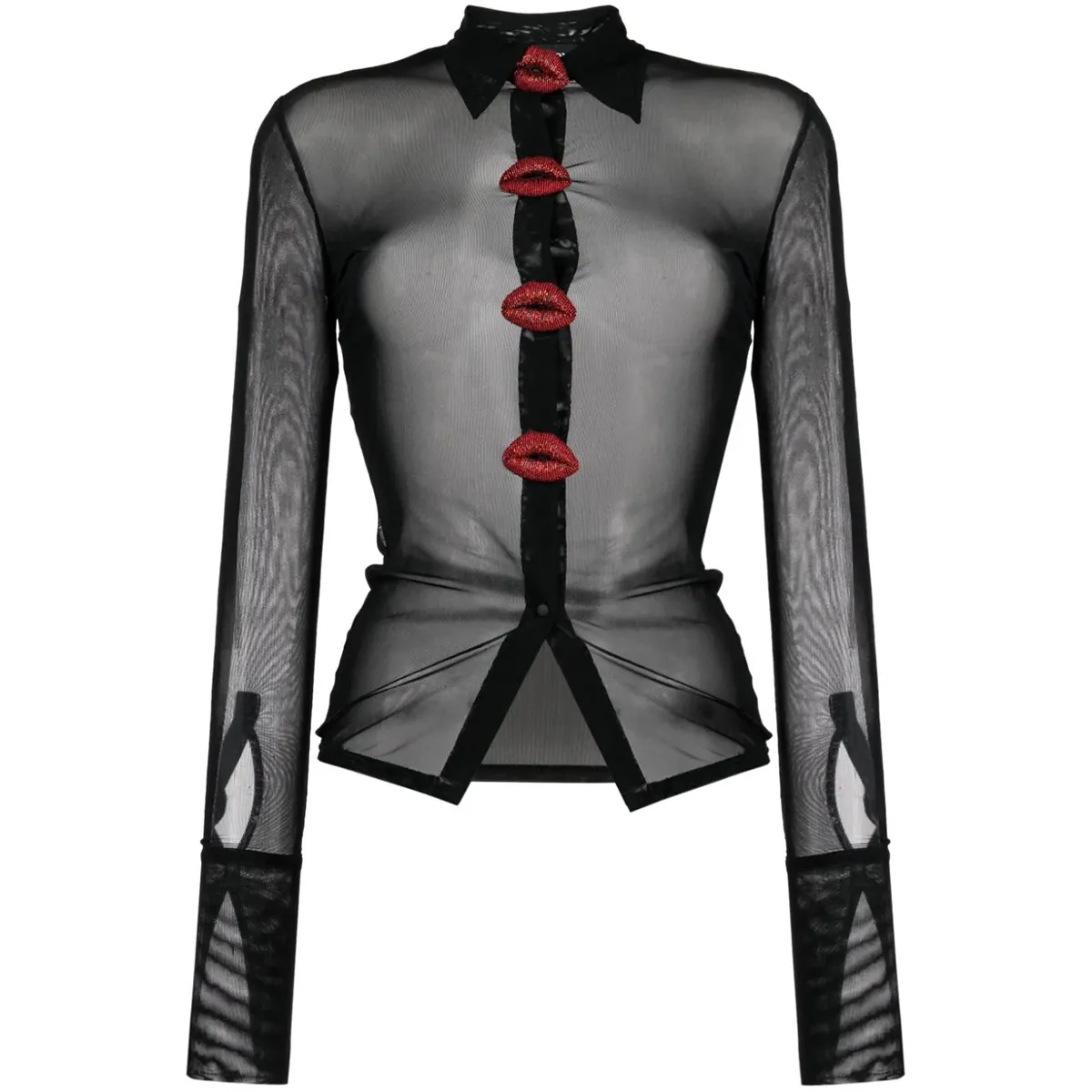 Camisa de manga larga con diseño translúcido bordado 2023 nuevo diseño de ropa de mujer de moda
