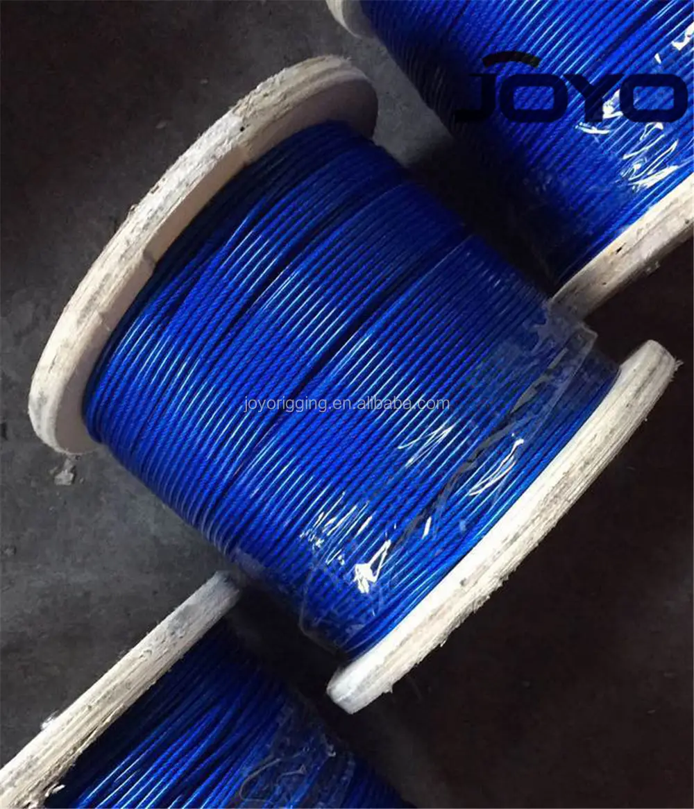 Cable de acero galvanizado recubierto de PVC de color azul de bajo precio...