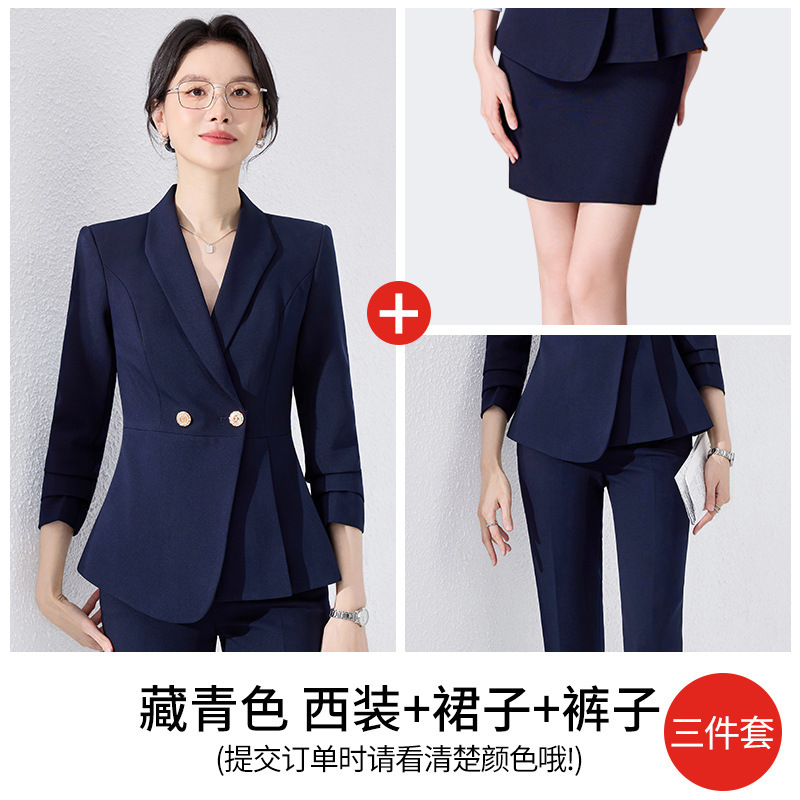 Navy blue suit pants and skirt