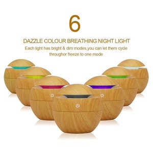 130Ml มินิไม้ Grain Ultrasonic Aroma Essential Oil Diffuser 7สีเปลี่ยนไฟ LED Night Light - Product Image 5