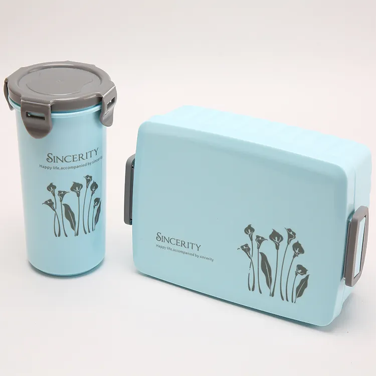Boîte à bento écologique durable, micro-ondable, boîte à lunch en plastique personnalisée avec bouteille d'eau pour adulte