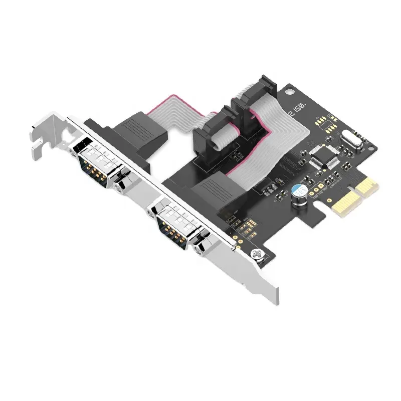 2 Port PCI-E Serial Card RS232 PCI Express Adapter Doppelte DB9-Pin-Schnittstelle DC5V Serial Port Switching Card für Computer drucker