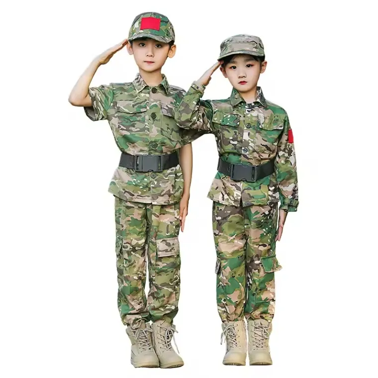 子供の軍服男の子と女の子の衣装アニメに触発された兵士の制服ドレスポリエステル