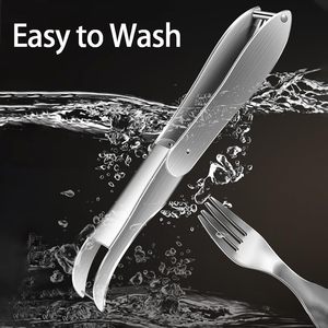 2-in-1 paslanmaz çelik karpuz çatal dilimleme kesici meyve kesici aletler paslanmaz çelik meyve çatalı kavun küp kesici - Product Image 3