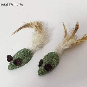 Múltiples opciones ratón gatito en forma de hierba gatera juguete seguridad gato masticar juguete interactivo Teaser juguetes naturales para gatos con pluma Matatabi Stick - Product Image 5