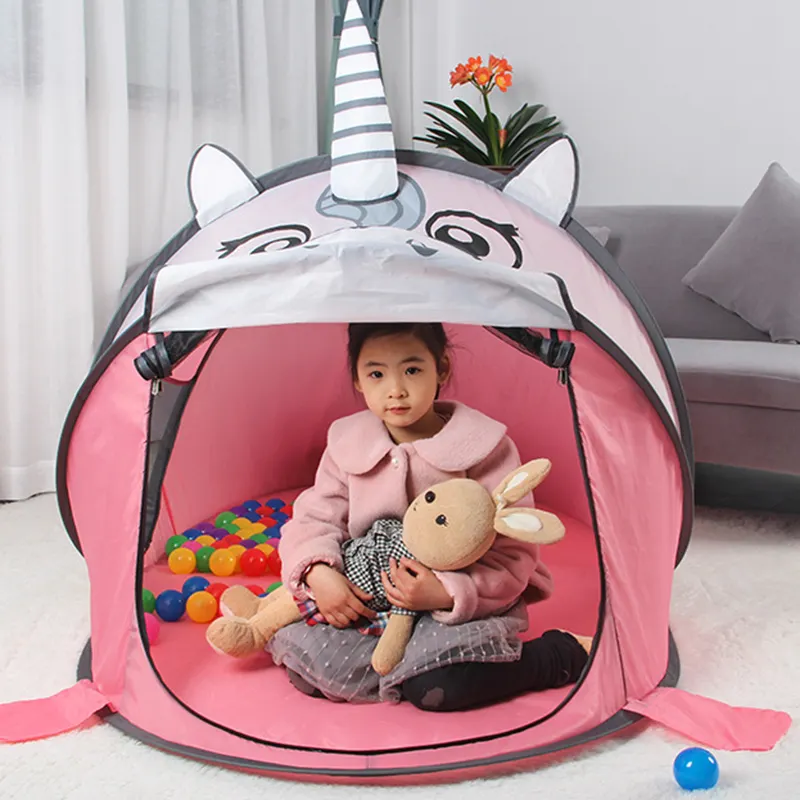 Kids Bed Tents With Storage Pocket Folding Llight-blocking Tent Bed Mosquito Net Pop Up Mattress Tent Unicorn Canopy Net