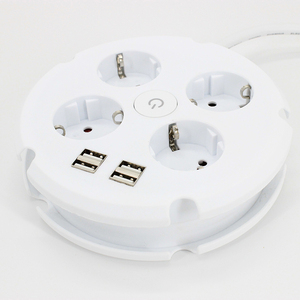 Presa elettrica del cavo di prolunga di alimentazione Multi USB Standard europeo a 4 vie con interruttore - Product Image 1