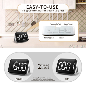 Timer da cucina con Timer a schermo digitale Display quadrato Count Up Count Down sveglia cronometro per dormire - Product Image 2