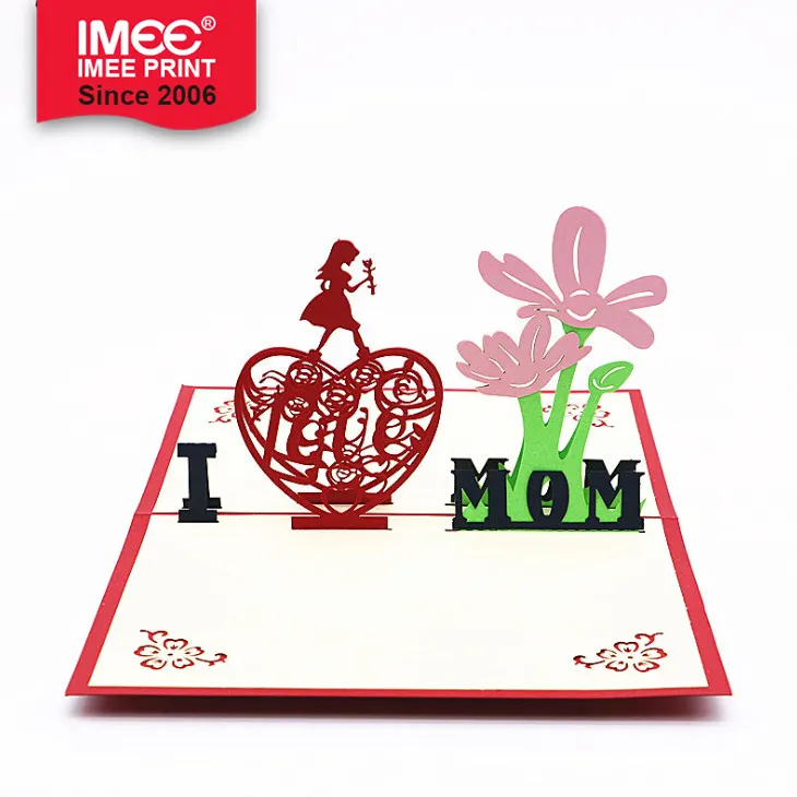 IMEE Grosir Handmade Aku Cinta Ibu Hari Ibu Kartu Kustom 3D Pop Up Hari Ibu Kartu Ucapan