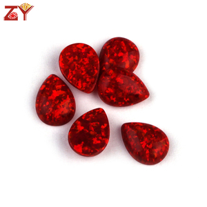 Synthetic Red <strong>Pear</strong> Gems Loose Opal Cabochon Stone Customize Sizes Bulk Price Lab Created Red Jewelry Synthetic Opal - Product Image 2