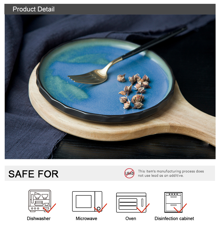 Bulk Price Table Setting Round Side Dishes 7.5" Ceramic Plate Blue