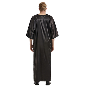 Nuovo arrivo medio oriente uomini musulmani raso manica lunga abito ricamato tinta unita marocchino Daffah Thobe - Product Image 6