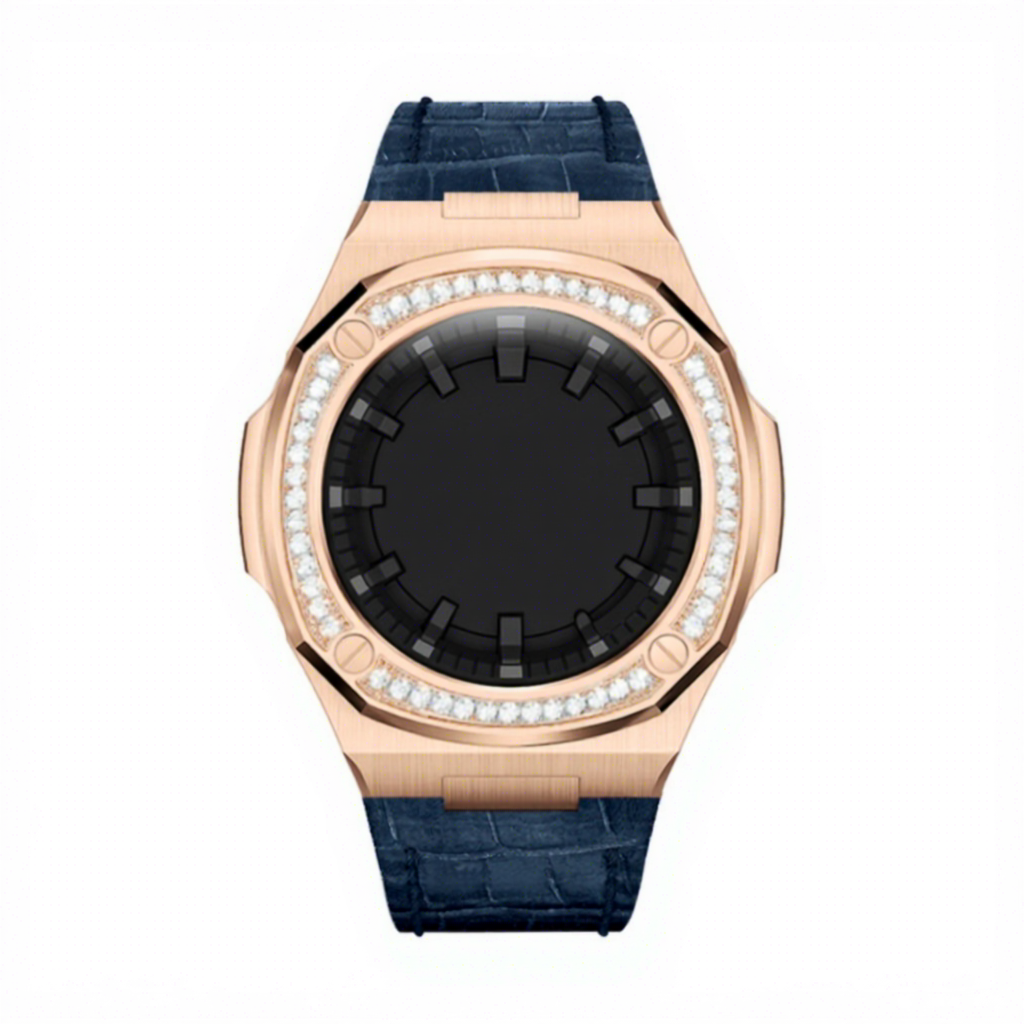 Rose gold case+ dark blue leather band