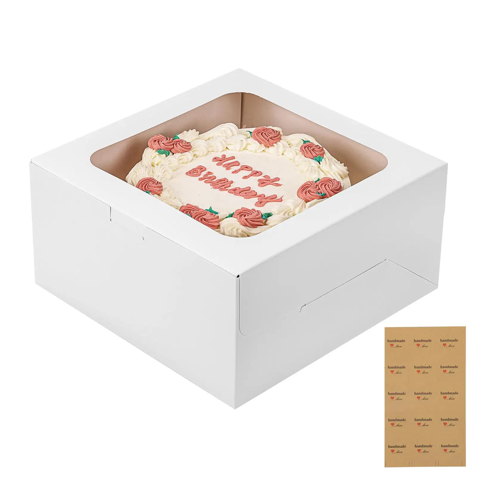 2024 Novo logotipo personalizado 6 8 10 12 polegadas food grade papelão leite bolo embalagem caixa de papel quadrado caixa de bolo