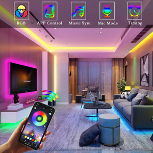5050 12V 30d renk değiştiren LED şerit ışıkları Wifi LED ışıkları Google asistan ve Alexa App kontrolü ile dekoratif ışıklar şerit - Product Image 4
