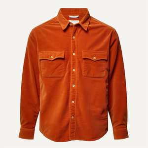 Thời trang retro người đàn ông của giản dị dài tay áo sơ mi vải to sợi Áo Khoác 2 Túi người đàn ông áo sơ mi - Product Image 1