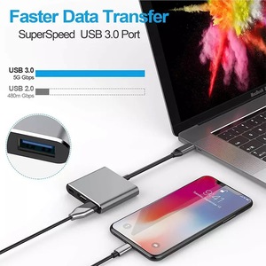 3 em 1 adaptador <span class=keywords><strong>usb</strong></span> tipo c para hdtv, usb3.0 pd conversor de carregamento cabo de áudio