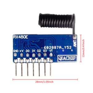 QIACHIP RX480E + KT16 RF 433 mhz trasmettitore 4 pulsante telecomando e ricevitore circuito modulo di uscita 4CH con apprendimento - Product Image 6