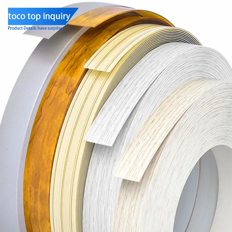 Toco 3m 8101 furniture accessories gold mdf board wood grain pvc laminated edge strips flexible metal strip metal furniture trim