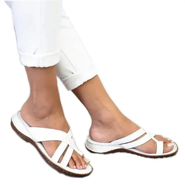 Gladiator-Sandalen bequeme Frauen-Hausschuhe 2020 Fahion römische Wedge-Sandalen niedrige Absätze Strandschuhe lässige Flip-Flops Sandalia Feminina