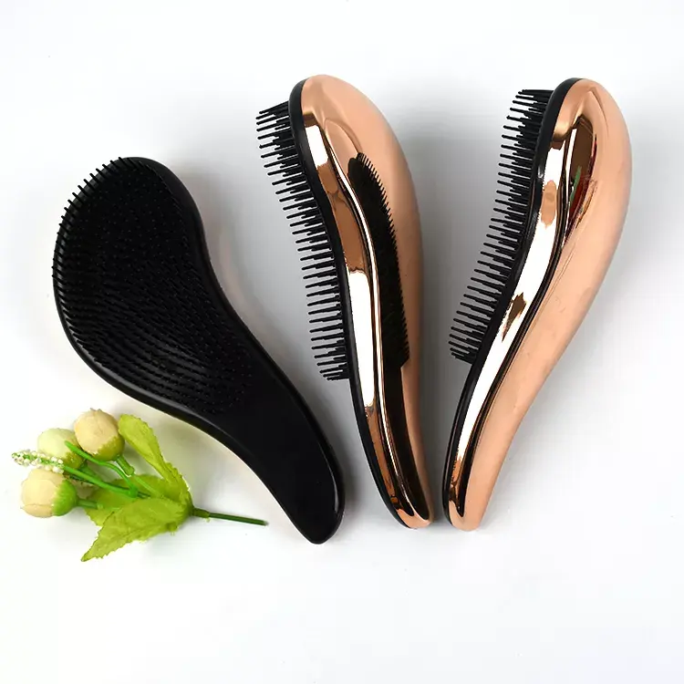 Yinhushijia-cepillo sin enredos, masajeador mágico dorado, electrochapado, Material ABS, cepillo para el pelo