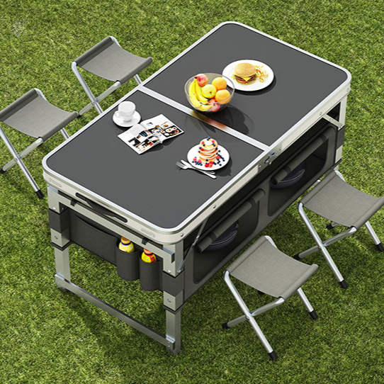 colorful 1.2m Iron Gray Single Table + 4 Chairs