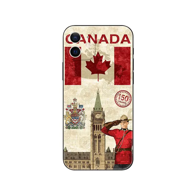 Funda de silicona personalizada con bandera de hoja de arce de Canadá para iPhone 11/12/13/14/15 Pro Max, funda de sublimación para teléfono móvil con impresión UV