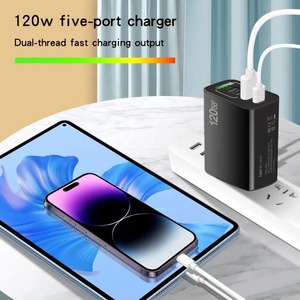 120W高速壁充電器ブロックプラグ5ポートUSB充電ステーション電源タップアダプター3PDタイプCおよび2USBA携帯電話充電器 - Product Image 4
