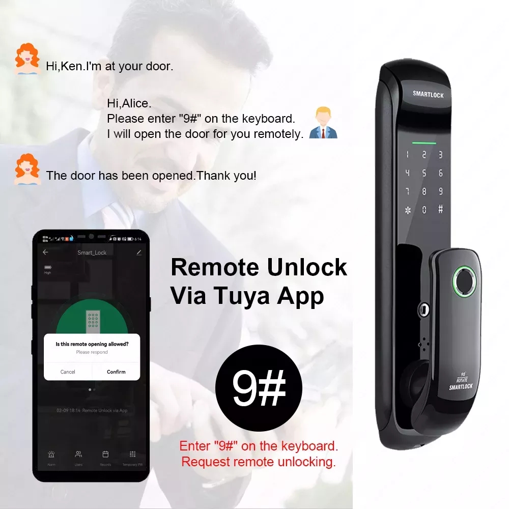 Tediton Tuya APP Wifi Electronic Handle Security Fingerprint Lock For Home Full Automatic Smart Door Lock