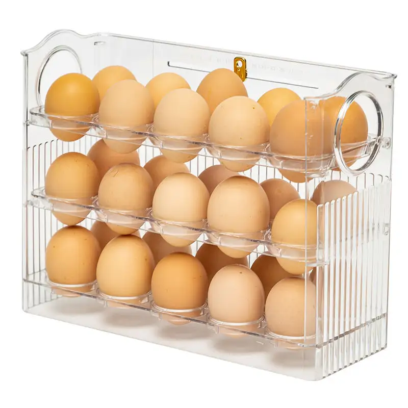 Контейнер для хранения яиц, прозрачный кухонный держатель для яиц в холодильнике с ручками