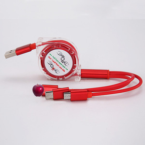 Üretici doğrudan geri çekilebilir taşınabilir USB şarj kablosu 1.0 M kristal 3-in-1 geri çekilebilir USB şarj kablosu Android için kablo IOS - Product Image 3