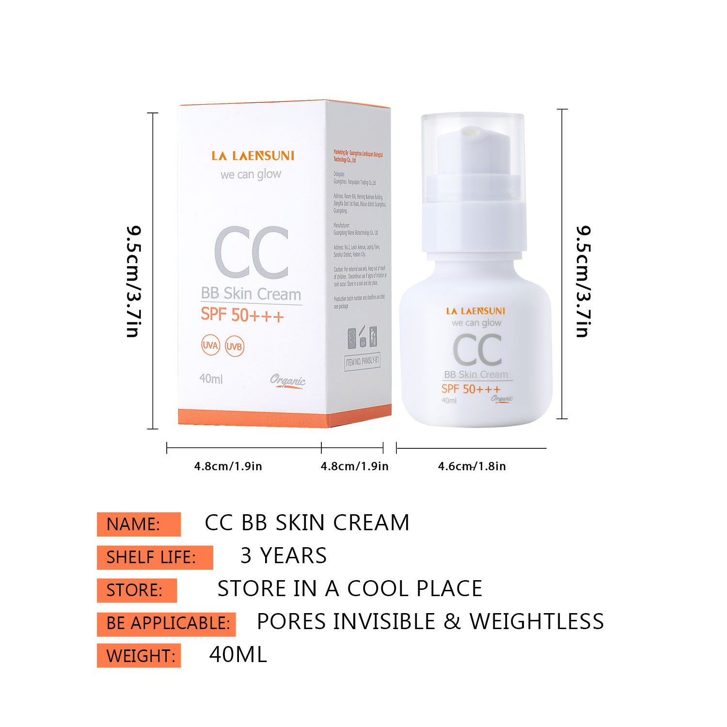 Crème solaire BB 50SPF+++