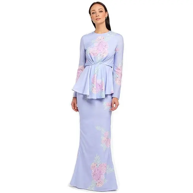 Nieuwste Ontwerp Hot Verkoop Malaysia Baju Kurung Stijl Vrouwen Bloemenprint Kebaya