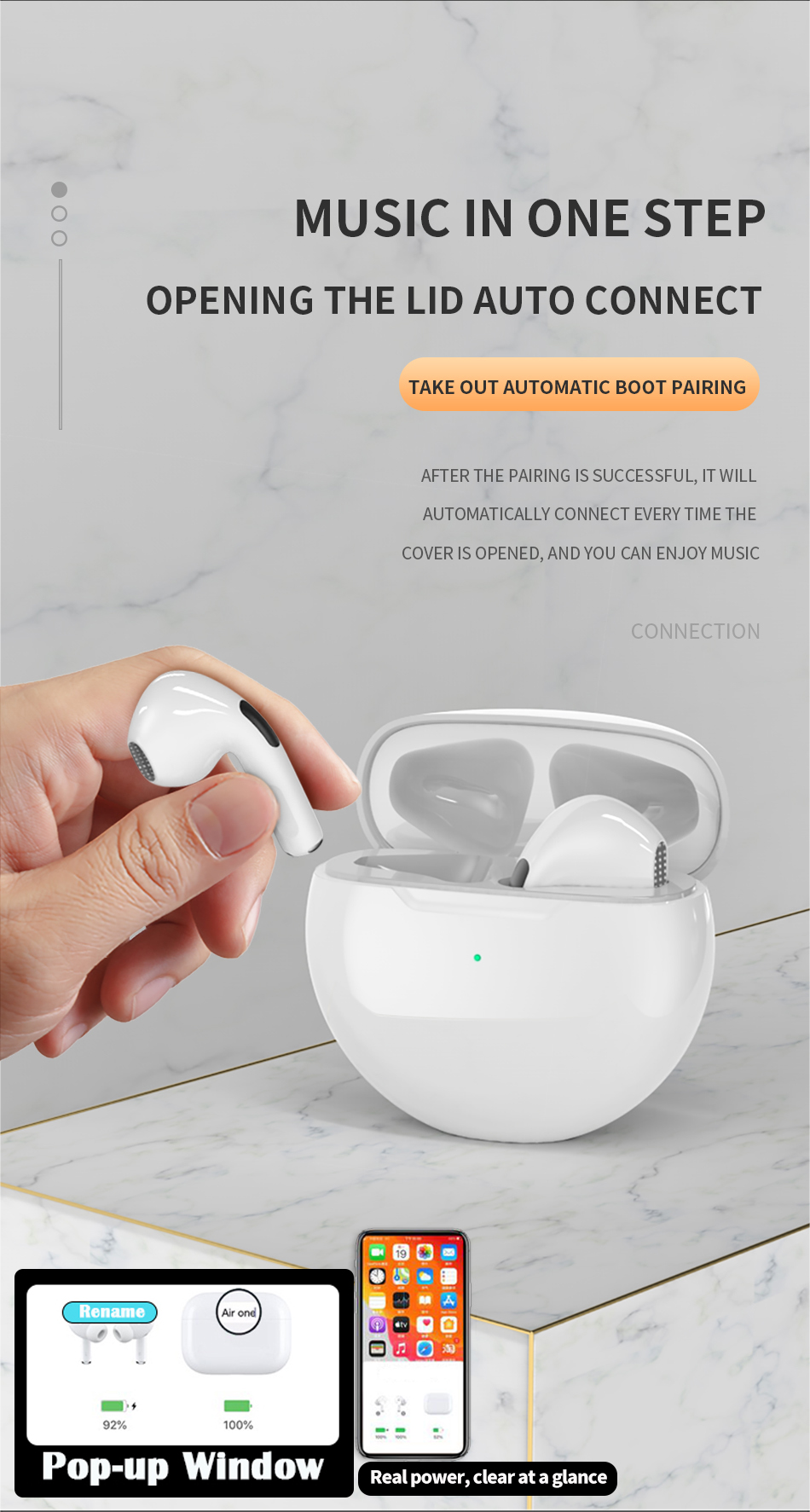 Air Pro 6 TWS Wireless Headphones With Mic Tws Earphone Earbuds Sport Running Earpiece For Apple iPhone Xiaomi Huawei