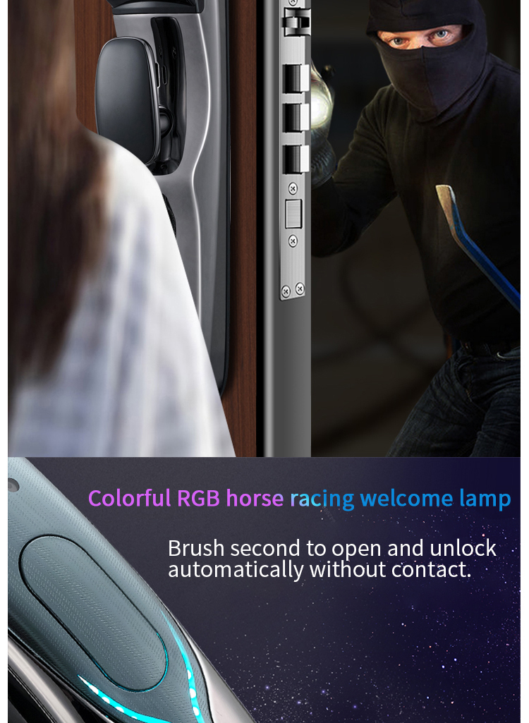 High-value face recognition intelligent door lock with multiple unlocking methods fingerprint applet password key digital lock