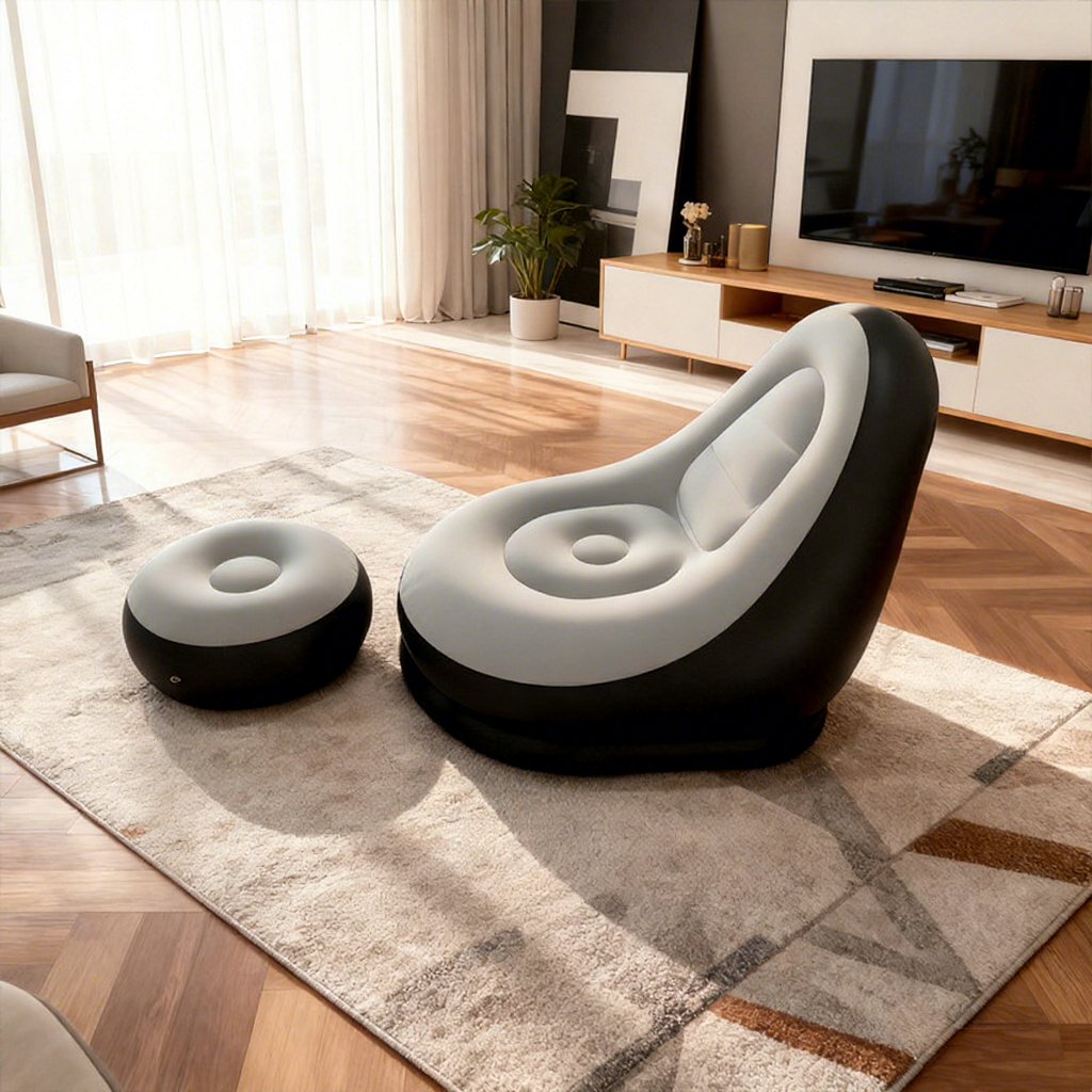 New inflatable flocked sofa set-coffee color
