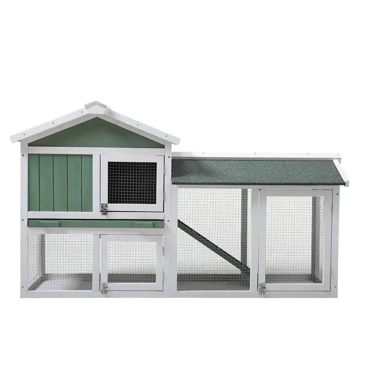 Poulailler de poulet vert personnalisé 58 pouces à 2 niveaux, stylo d'extérieur pour Hamster lapin, enclos en bois avec toit en artwarte