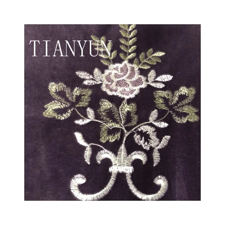 TIANYUN2024刺繍パープルチュールレースカーテン布ロール生地卸売用