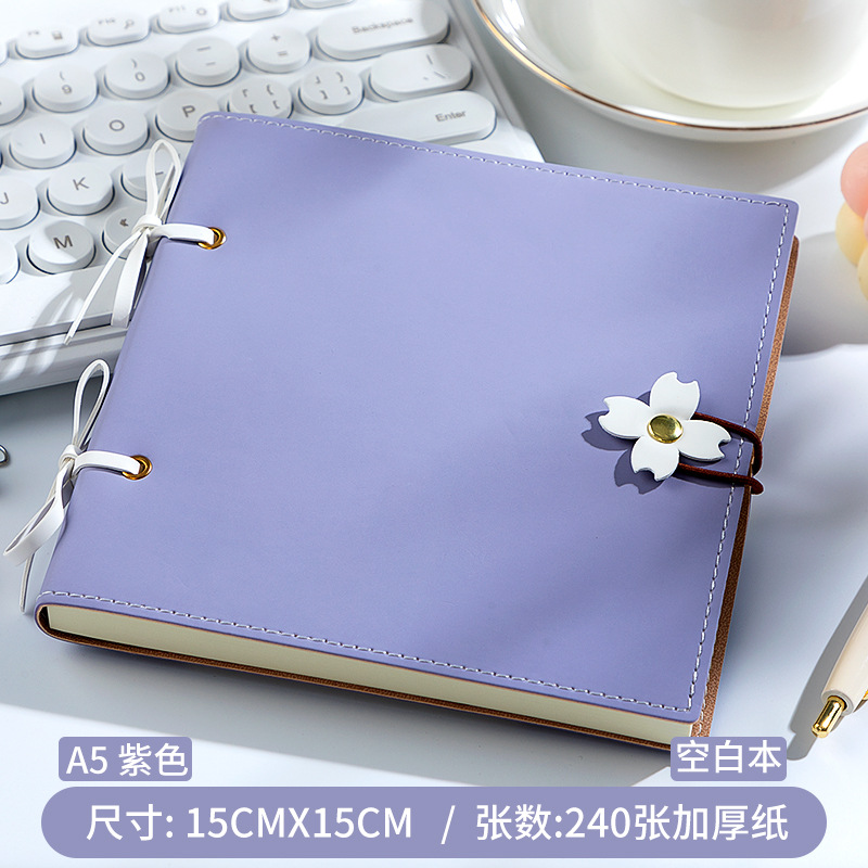 Flower buckle square-purple-blank